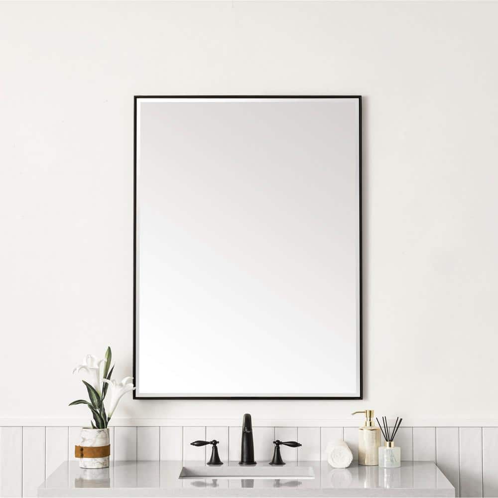 James Martin Vanities Rohe 30" x 40" Matte Black Rectangular Vanity Mirror