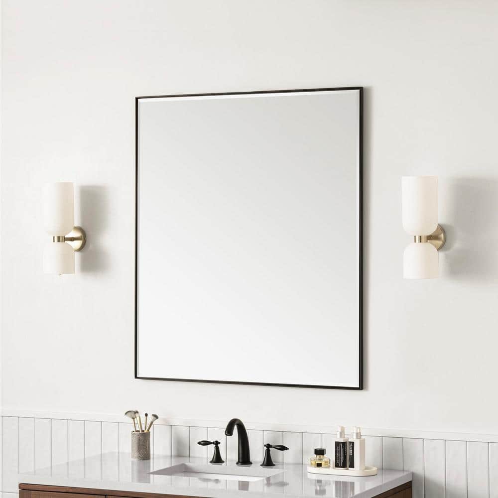 James Martin Vanities Rohe 36" x 42" Matte Black Rectangular Bathroom Vanity Mirror