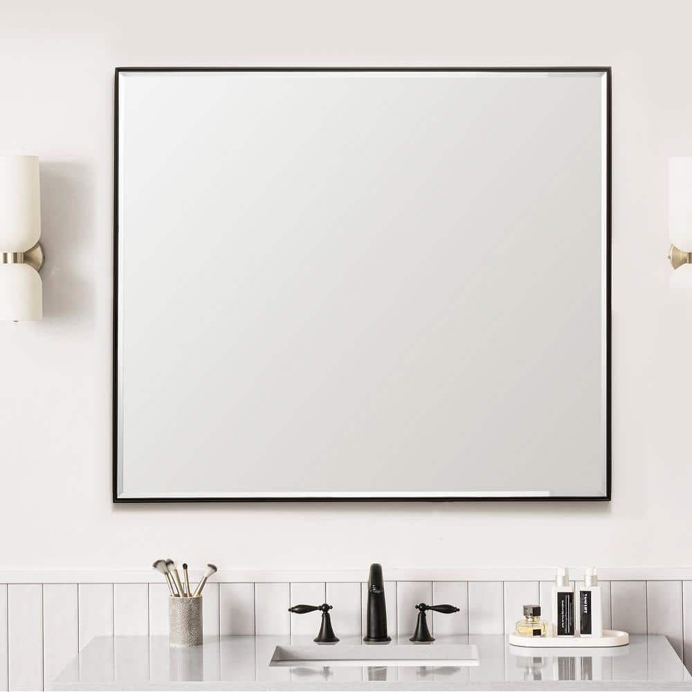 James Martin Vanities Rohe 36" x 42" Matte Black Rectangular Bathroom Vanity Mirror