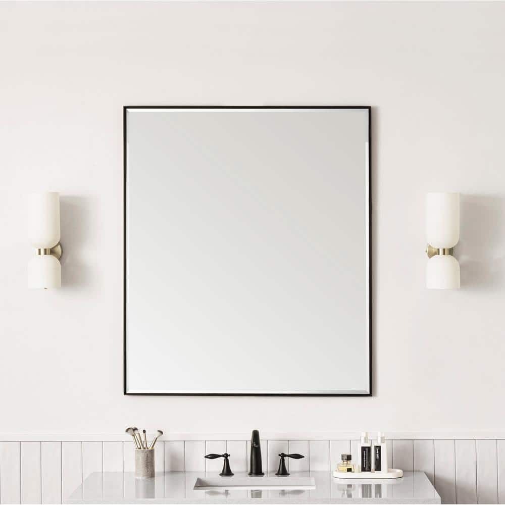 James Martin Vanities Rohe 36" x 42" Matte Black Rectangular Bathroom Vanity Mirror