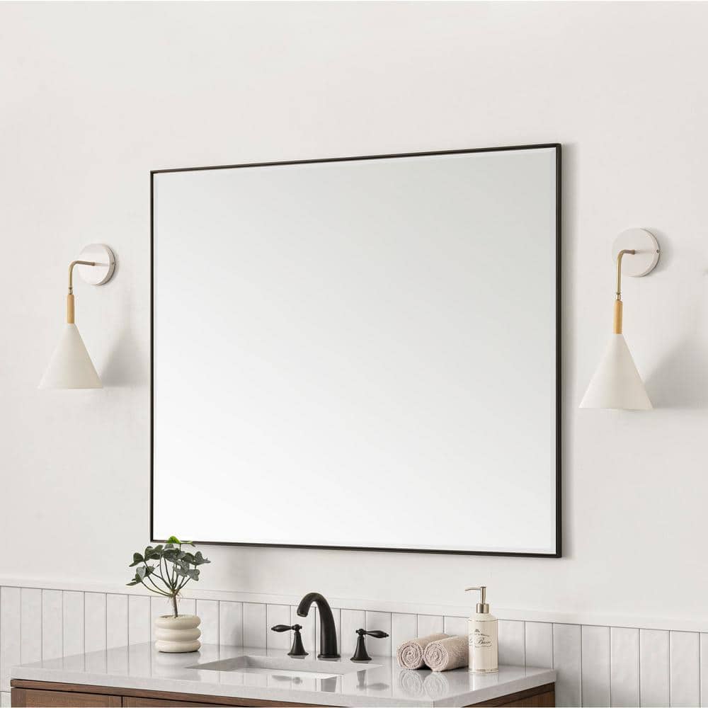James Martin Vanities Rohe 48" x 40" Matte Black Rectangular Vanity Mirror