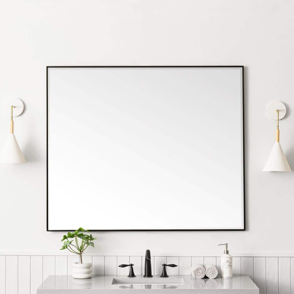 James Martin Vanities Rohe 48" x 40" Matte Black Rectangular Vanity Mirror