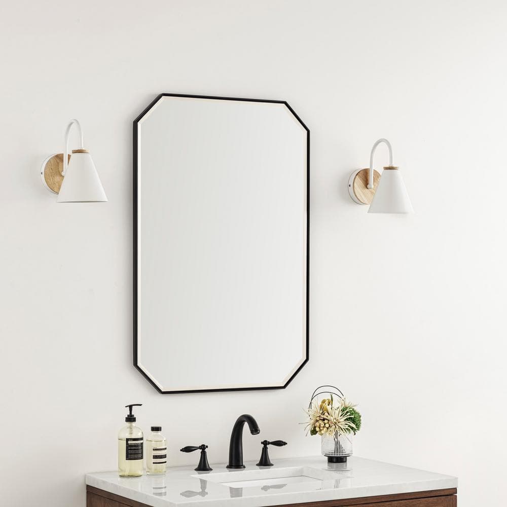 James Martin Vanities Rohe 24" x 36" Matte Black Bathroom Vanity Mirror