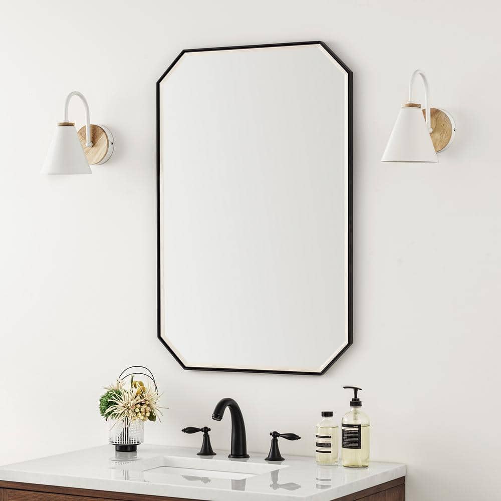 James Martin Vanities Rohe 24" x 36" Matte Black Bathroom Vanity Mirror