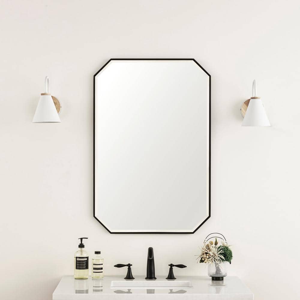 James Martin Vanities Rohe 24" x 36" Matte Black Bathroom Vanity Mirror