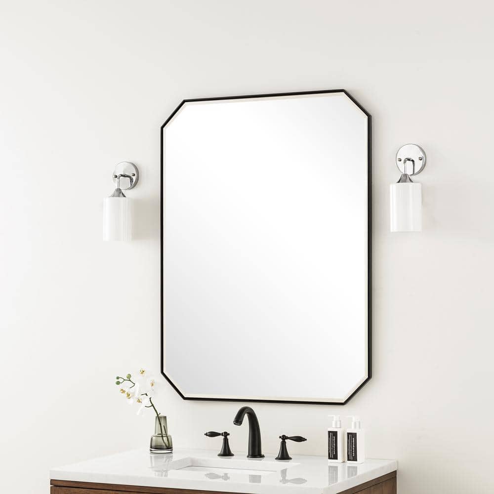 James Martin Vanities Rohe 30x40 Matte Black Rectangular Bathroom Vanity Mirror