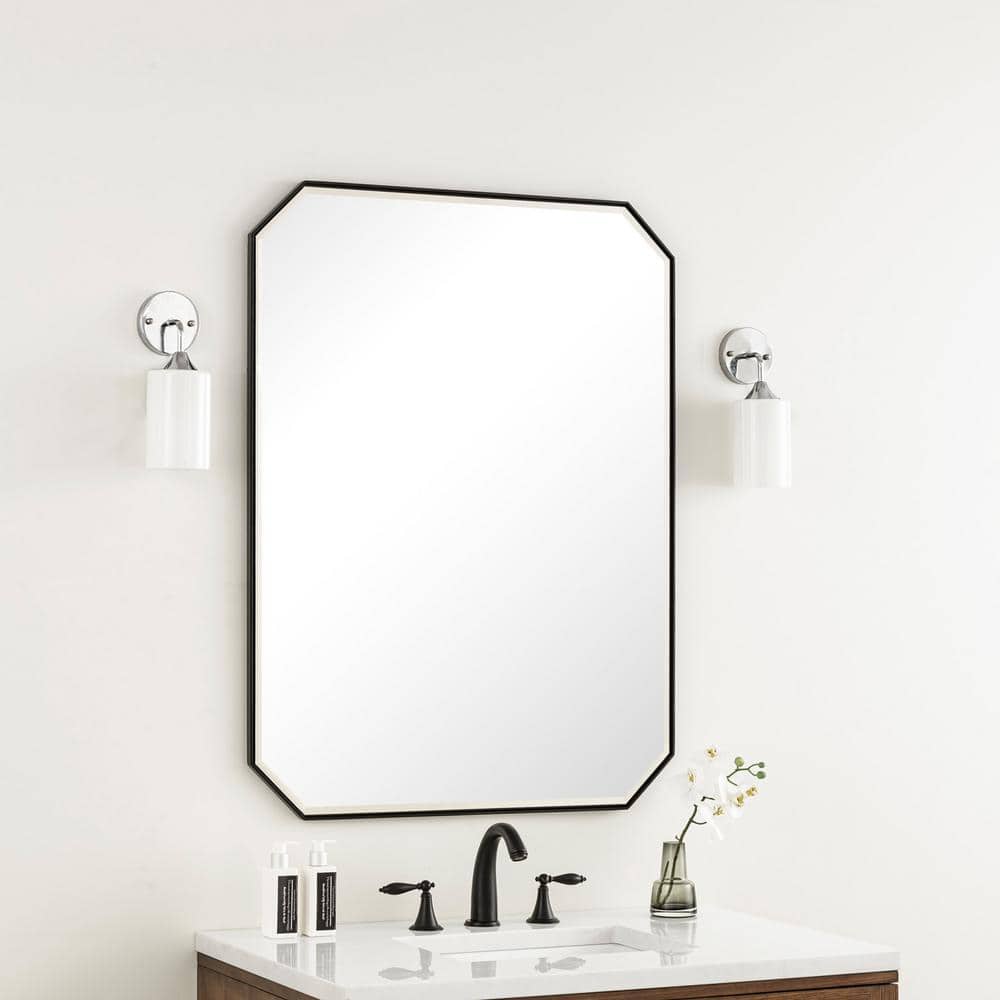 James Martin Vanities Rohe 30x40 Matte Black Rectangular Bathroom Vanity Mirror