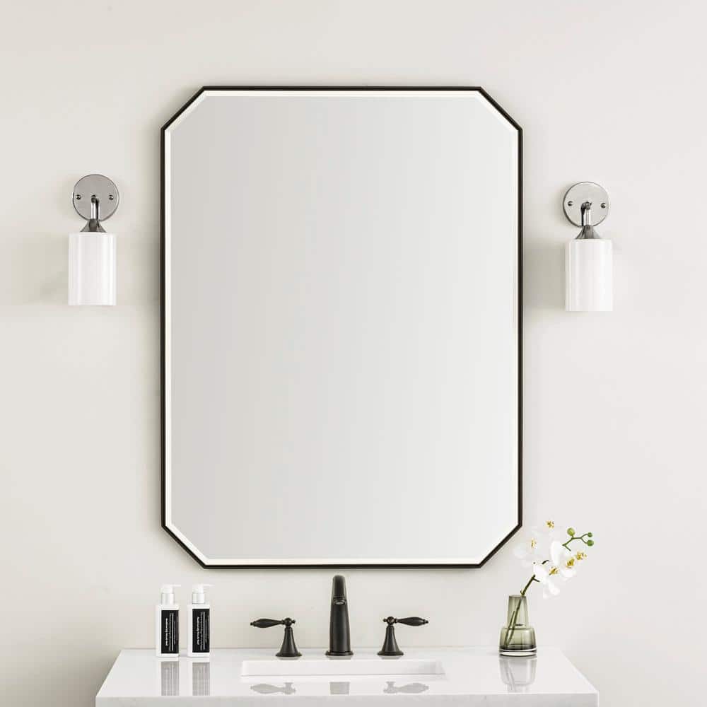 James Martin Vanities Rohe 30x40 Matte Black Rectangular Bathroom Vanity Mirror