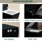 JimsMaison Square Bidet Toilet 1.28 GPF Matte Black with Auto Flush and Heated Seat