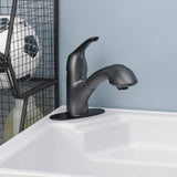 Lukvuzo Matte Black Single Handle Pull-Out Utility Faucet with Deckplate