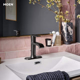 Moen Genta Single Handle Single Hole Bathroom Faucet with Drain Kit, Matte Black