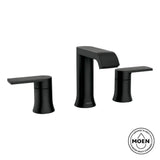 Moen Genta 8 in. Widespread 2-Handle Bathroom Faucet with Drain and Valve in Matte Black