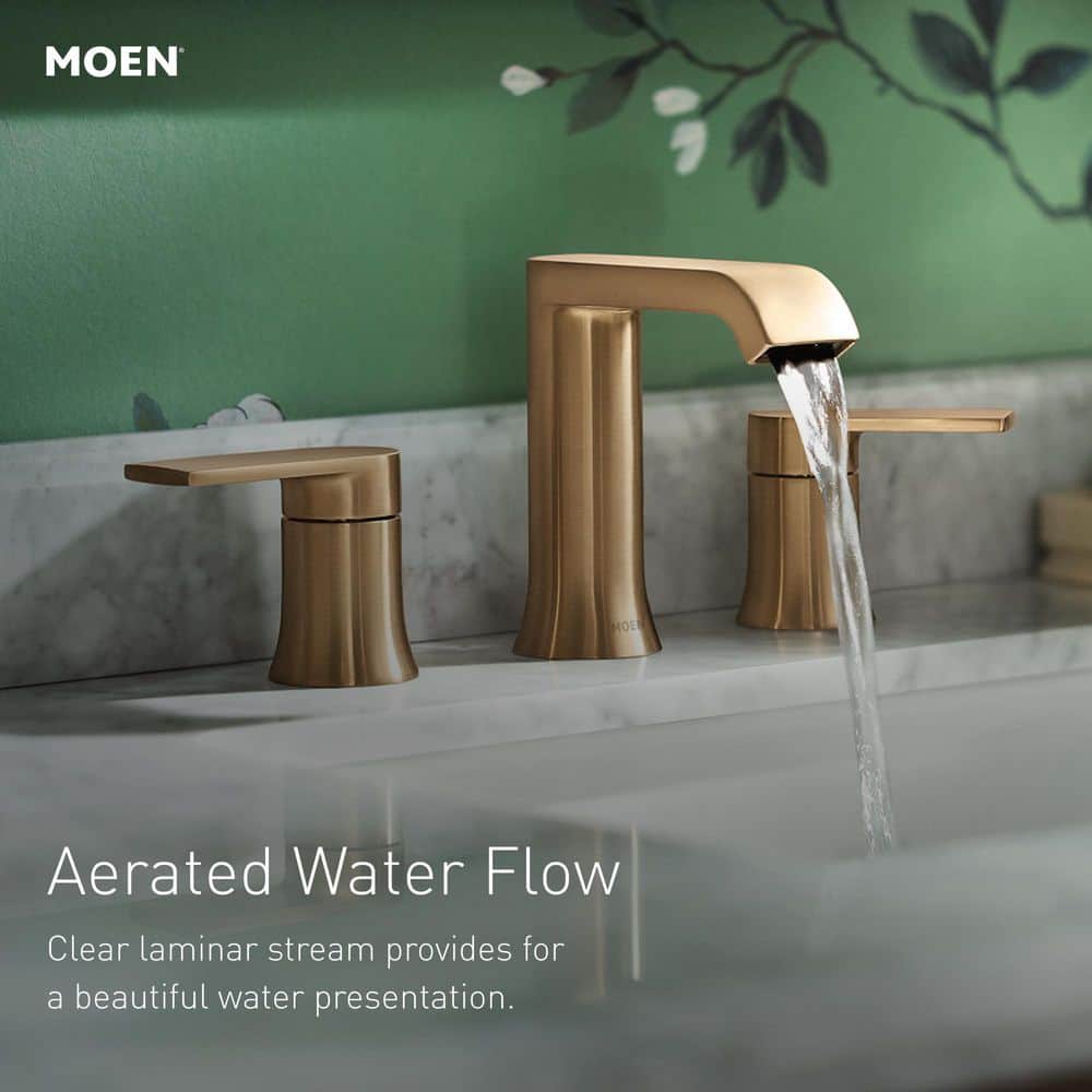 Moen Genta 8 in. Widespread 2-Handle Bathroom Faucet with Drain and Valve in Matte Black