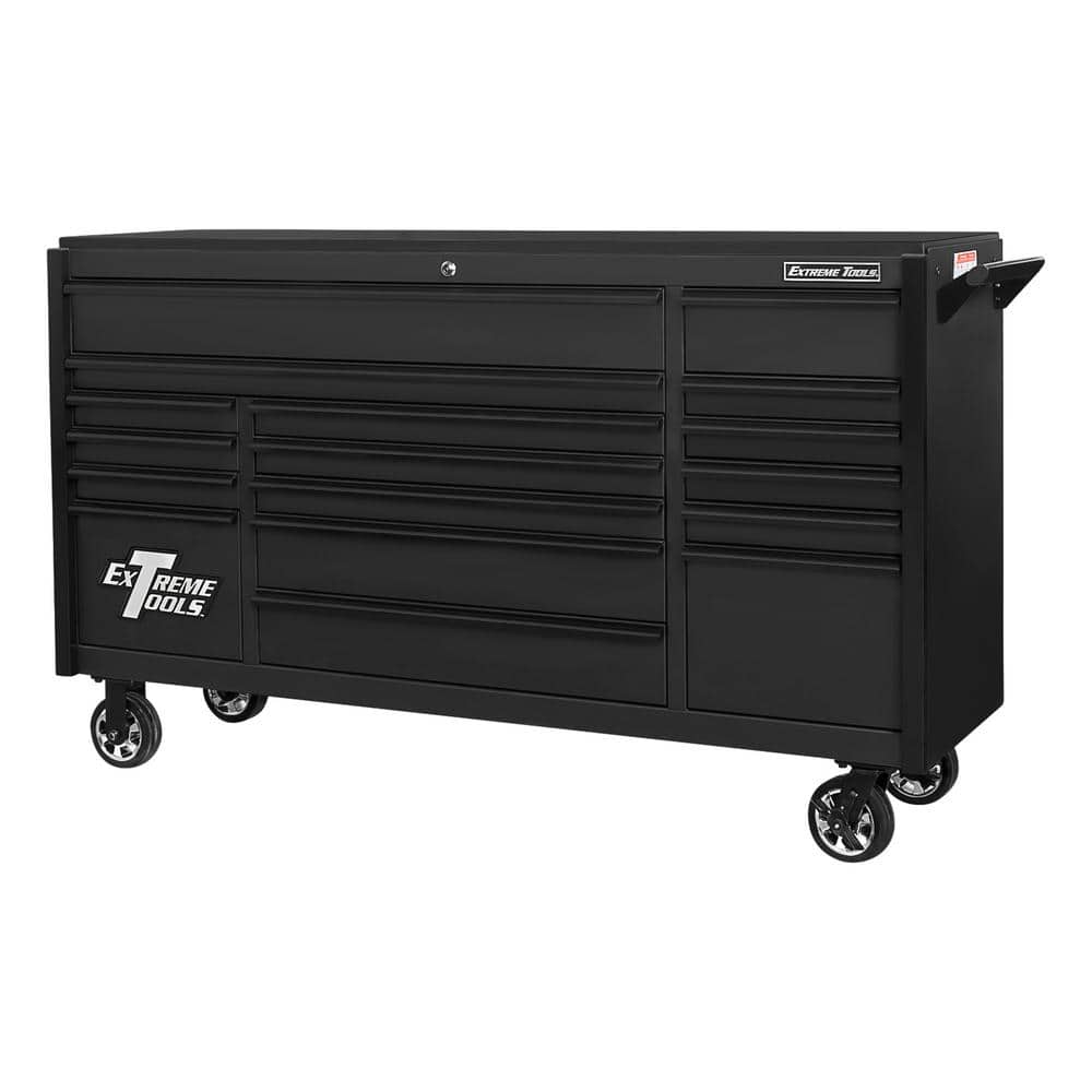 Extreme Tools DX 72 in. W x 21 in. D 17-Drawer Roller Cabinet Tool Chest in Matte Black with Black Trim