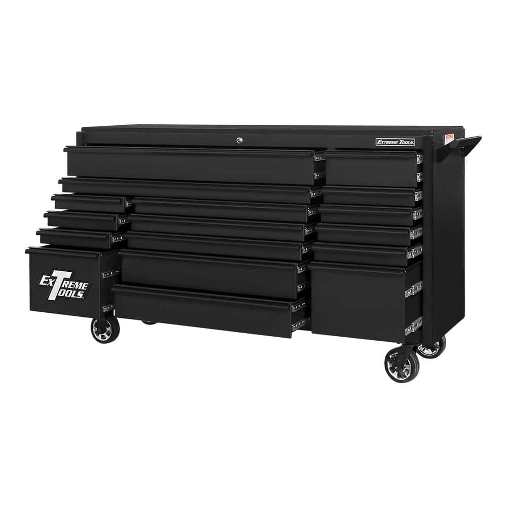 Extreme Tools DX 72 in. W x 21 in. D 17-Drawer Roller Cabinet Tool Chest in Matte Black with Black Trim