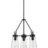 Progress Lighting Stockbrace 3-Light Matte Black Clear Glass Farmhouse Chandelier Light