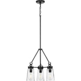 Progress Lighting Stockbrace 3-Light Matte Black Clear Glass Farmhouse Chandelier Light