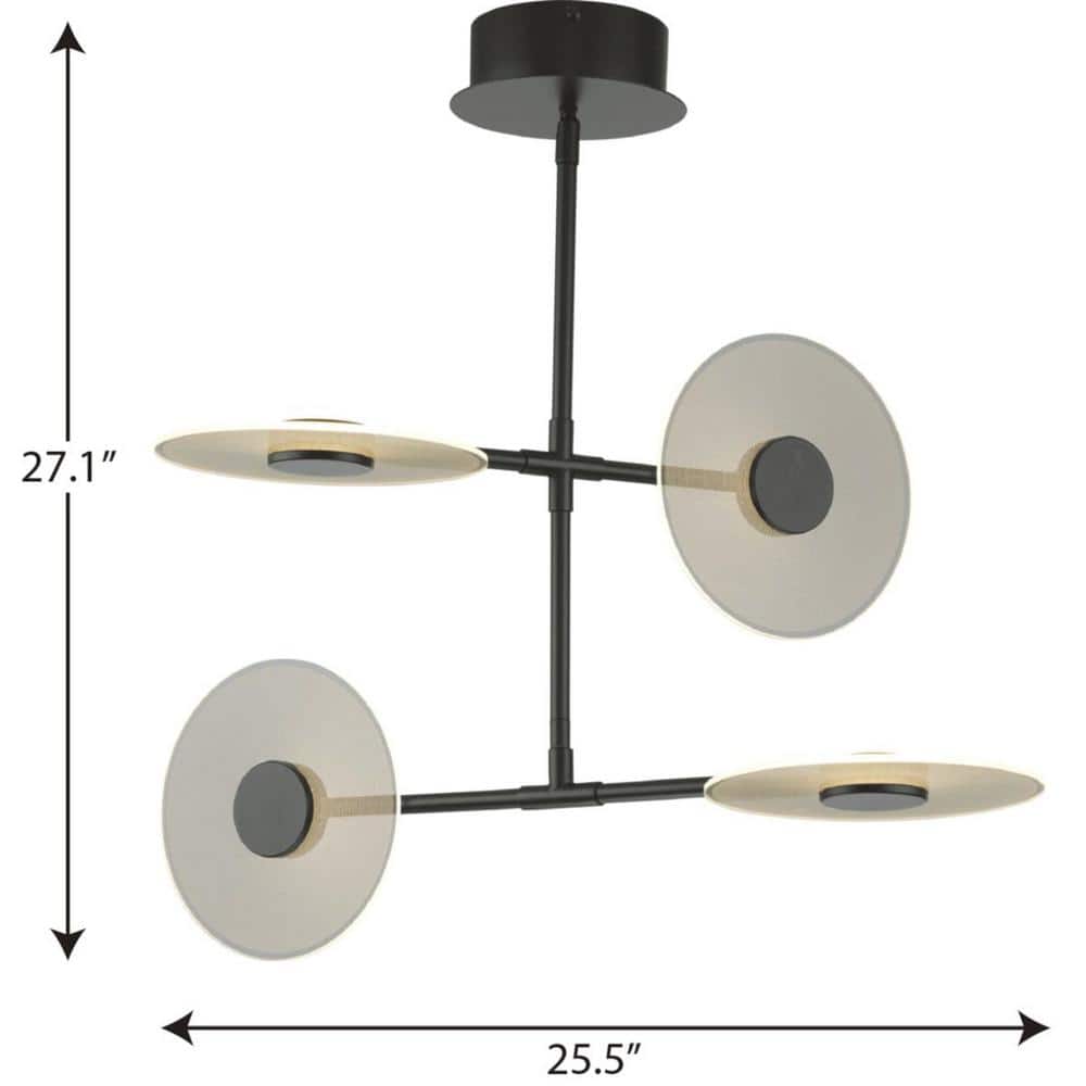 Progress Lighting Spoke LED 1-Light Matte Black LED Modern Hanging Pendant Light