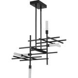 Progress Lighting Quadrant LED Collection 6-Light Matte Black Frosted Glass LED Modern Chandelier Light