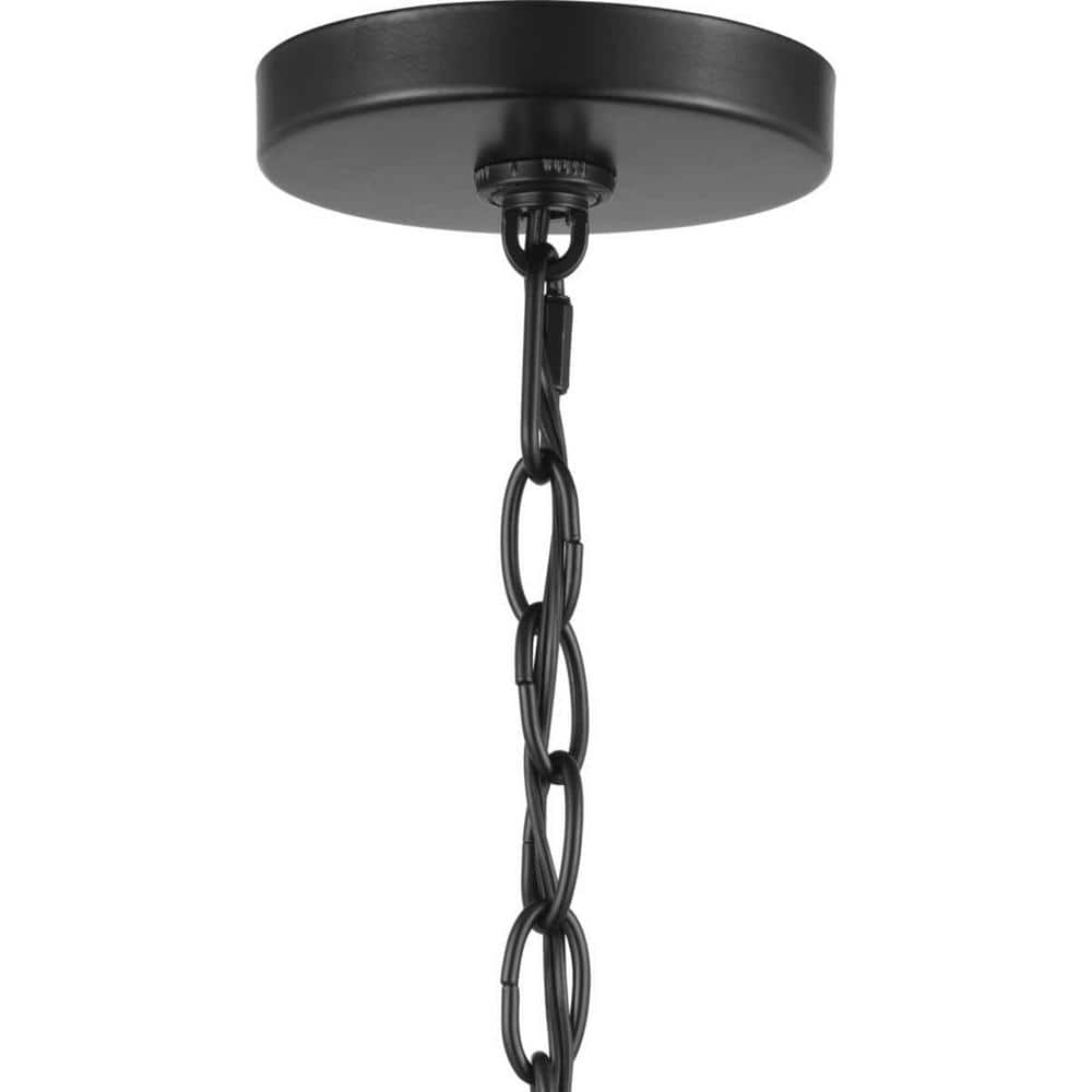 Progress Lighting Pelzer 5-Light Matte Black Chandelier with Clear Glass Shades