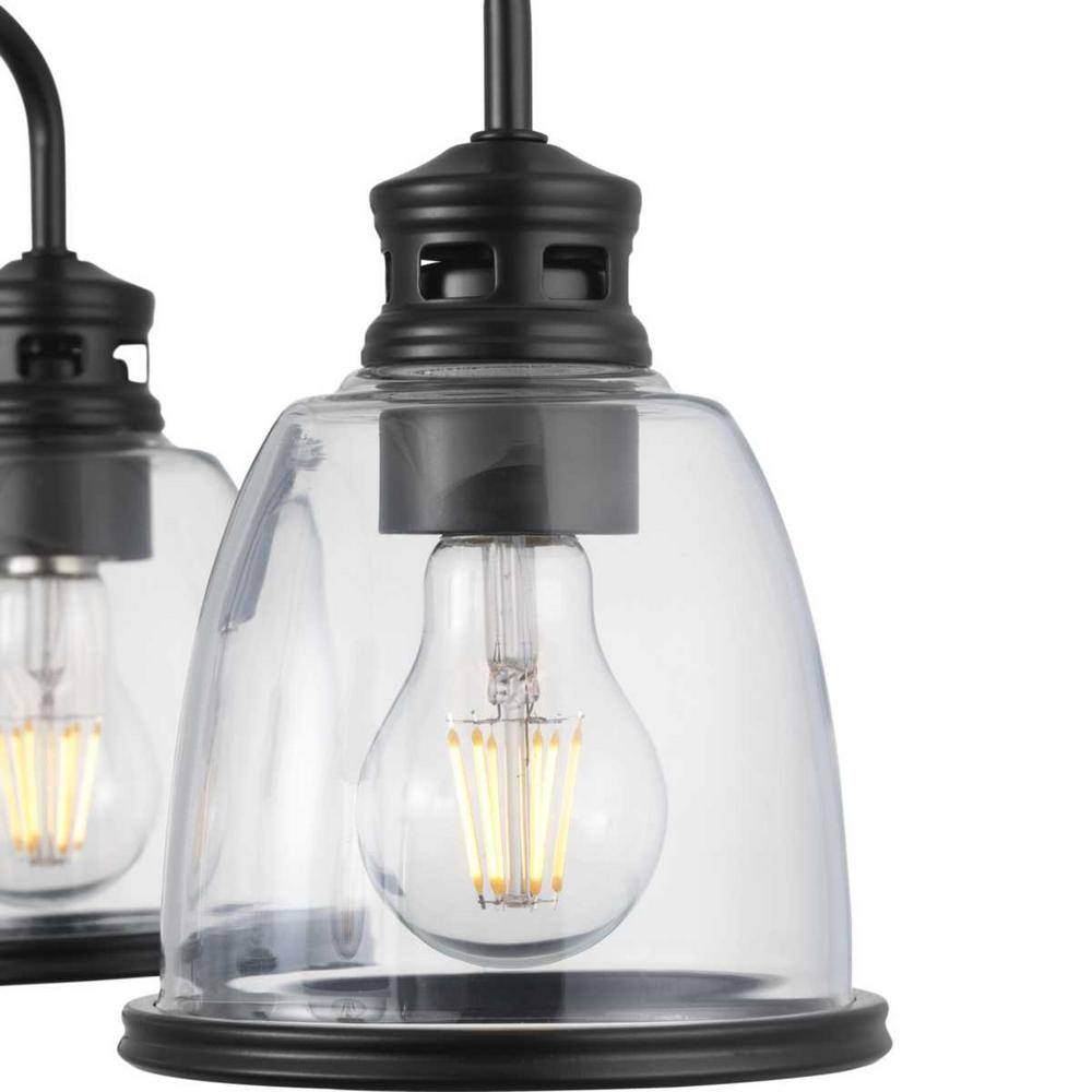 Progress Lighting Pelzer 5-Light Matte Black Chandelier with Clear Glass Shades