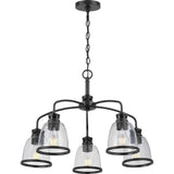 Progress Lighting Pelzer 5-Light Matte Black Chandelier with Clear Glass Shades