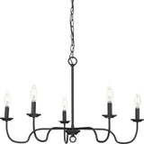 Progress Lighting Canebrake 5-Light Matte Black Farmhouse Chandelier Light