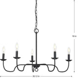 Progress Lighting Canebrake 5-Light Matte Black Farmhouse Chandelier Light