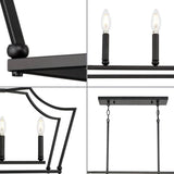 Progress Lighting Parkhurst 6-Light Matte Black Linear Chandelier New Traditional 42 in. Chandelier with Clear Glass Shades
