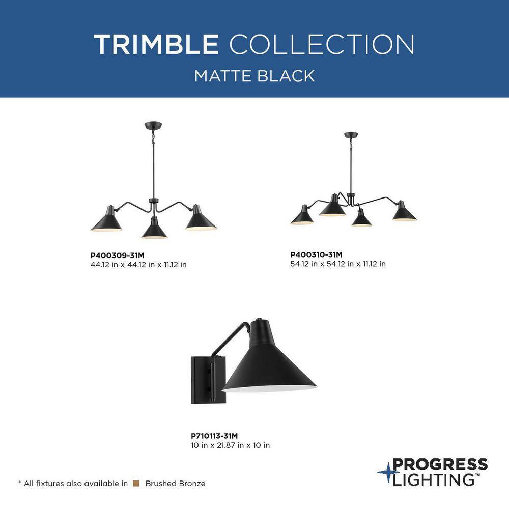 Progress Lighting Trimble Collection 4-Light Matte Black Chandelier