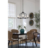 Progress Lighting Goodwin 24 in. 5-Light Matte Black Modern Farmhouse Chandelier with Clear Glass Shade