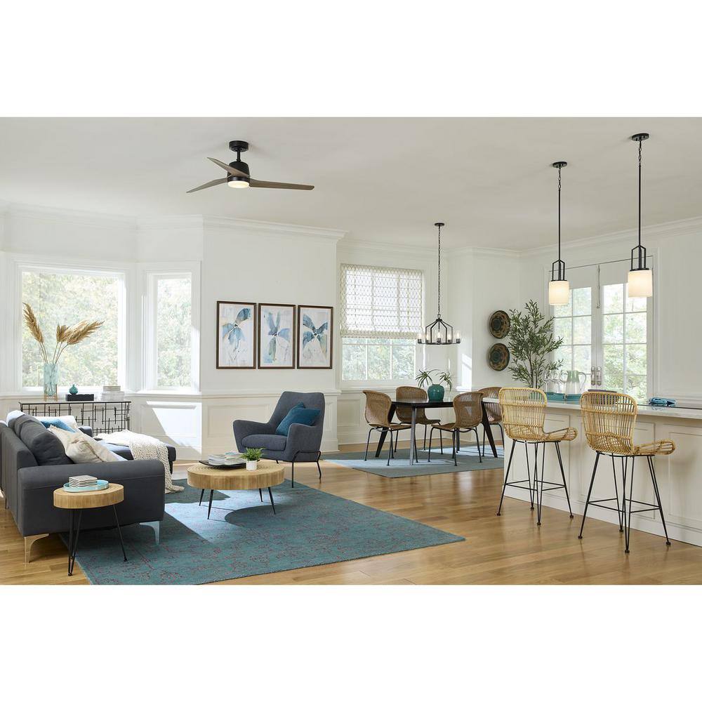 Progress Lighting Goodwin 24 in. 5-Light Matte Black Modern Farmhouse Chandelier with Clear Glass Shade