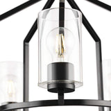 Progress Lighting Goodwin 24 in. 5-Light Matte Black Modern Farmhouse Chandelier with Clear Glass Shade