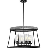 Progress Lighting Laramie Collection 4-Light Matte Black Rustic Modern Clear Seeded Glass Chandelier