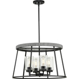 Progress Lighting Laramie Collection 4-Light Matte Black Rustic Modern Clear Seeded Glass Chandelier