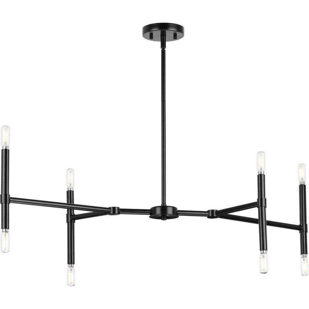 Progress Lighting Arya 8-Light Matte Black Luxe Linear Chandelier