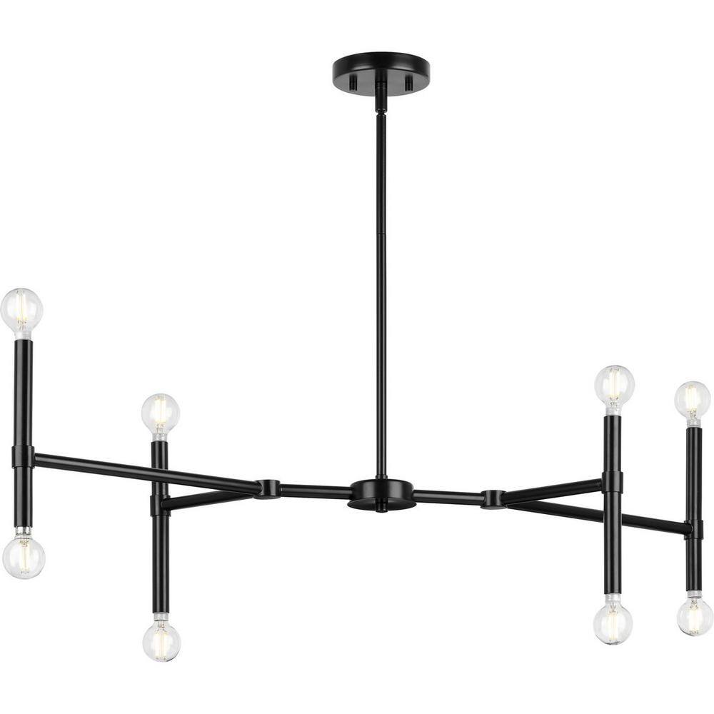 Progress Lighting Arya 8-Light Matte Black Luxe Linear Chandelier