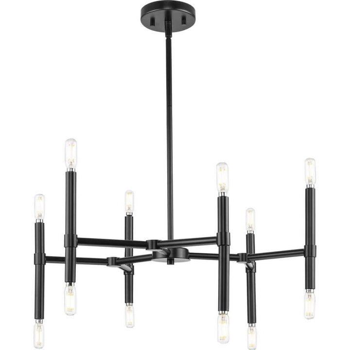 Progress Lighting Arya 12-Light Matte Black Luxe Chandelier