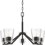 Progress Lighting Vertex Collection 5-Light Matte Black Clear Glass Contemporary Chandelier