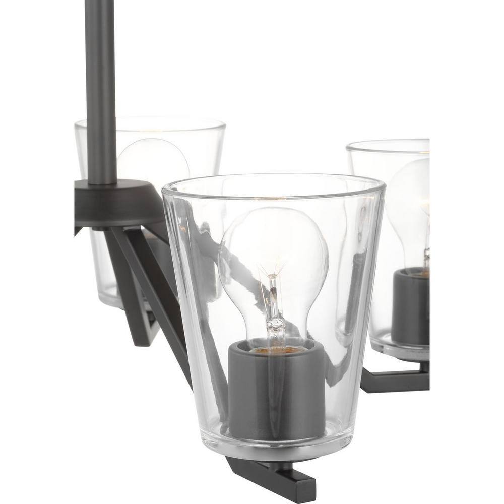 Progress Lighting Vertex Collection 5-Light Matte Black Clear Glass Contemporary Chandelier