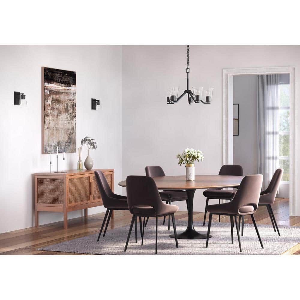Progress Lighting Vertex Collection 5-Light Matte Black Clear Glass Contemporary Chandelier