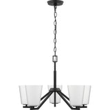 Progress Lighting Vertex Collection 5-Light Matte Black Etched White Contemporary Chandelier