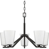 Progress Lighting Vertex Collection 5-Light Matte Black Etched White Contemporary Chandelier