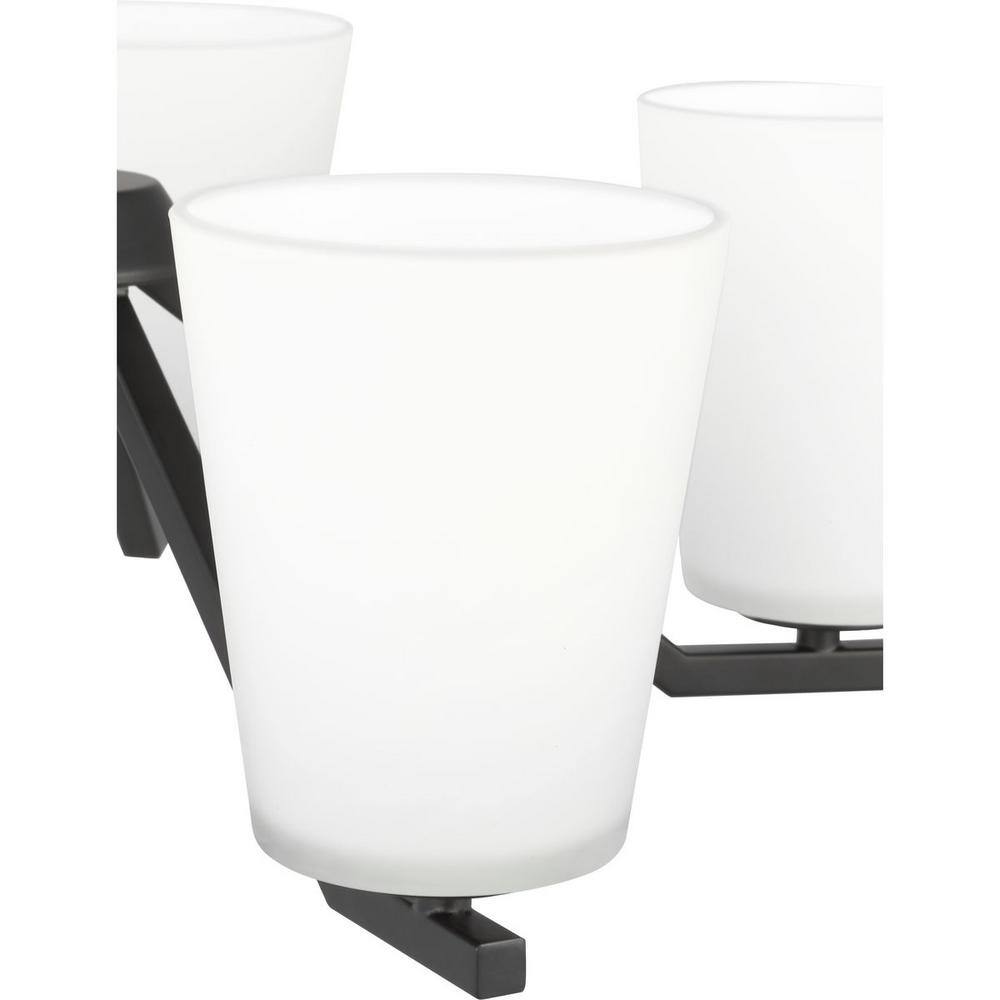Progress Lighting Vertex Collection 5-Light Matte Black Etched White Contemporary Chandelier