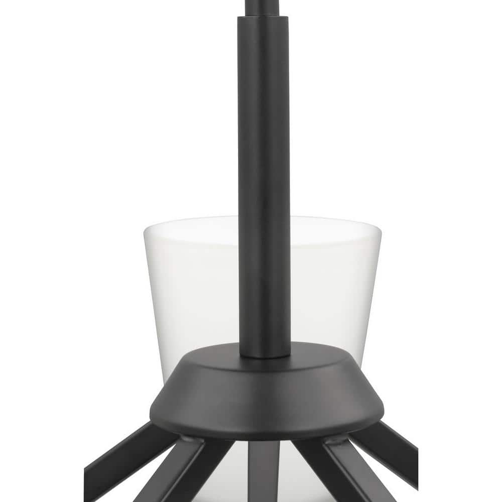 Progress Lighting Vertex Collection 5-Light Matte Black Etched White Contemporary Chandelier