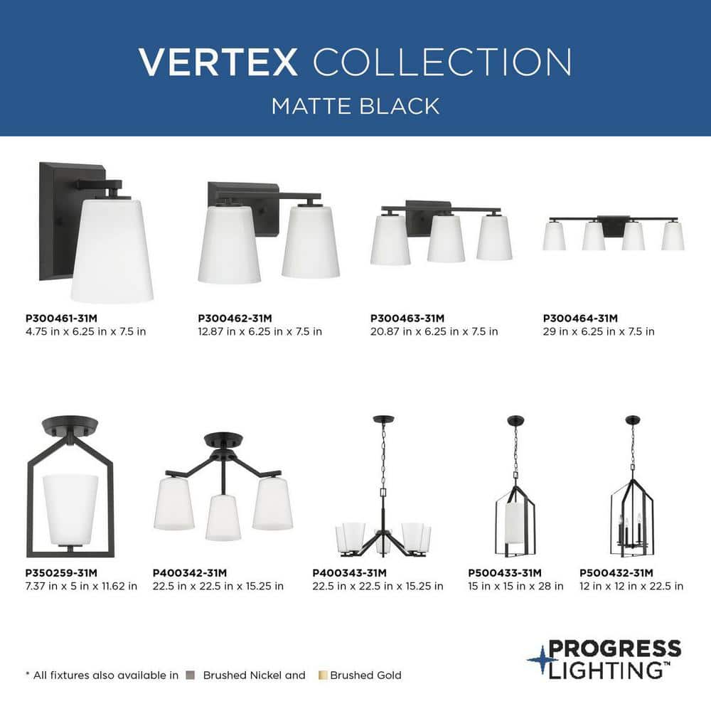 Progress Lighting Vertex Collection 5-Light Matte Black Etched White Contemporary Chandelier