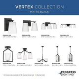 Progress Lighting Vertex Collection 5-Light Matte Black Etched White Contemporary Chandelier