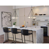 Progress Lighting Rivera 20.5 in. 4-Light Matte Black Luxe Industrial Chandelier with Textured Glass