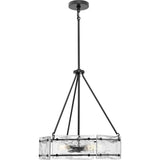 Progress Lighting Rivera 20.5 in. 4-Light Matte Black Luxe Industrial Chandelier with Textured Glass