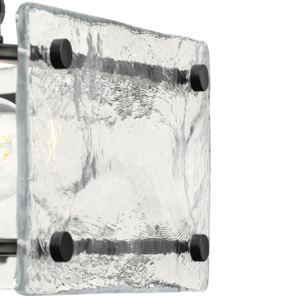 Progress Lighting Rivera 20.5 in. 4-Light Matte Black Luxe Industrial Chandelier with Textured Glass